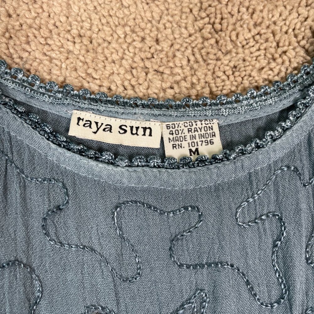 Raya Sun Dress Womens M Blue Ombre Rhinestone Fairy Bohemian Hippie Flowy India - Picture 5 of 11